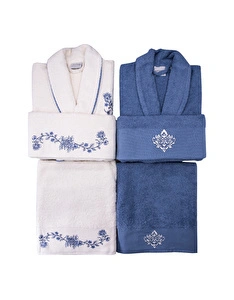 Karaca Home Daily Blue Bird Mavi Beyaz Aile Banyo Seti görseli 2