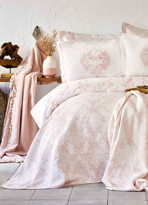 Karaca Home Quatre Royal Saten Pudra 9 Parça Pike Battaniyeli Duet Set görseli 6