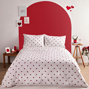 Sarah Anderson Amour Kalp Desenli Tek Kişilik Nevresim Takımı