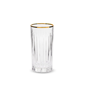 RCR Timeless Yüksek Kalite Cam 6'lı Altın Rimli Meşrubat Bardağı Seti 440 ml görseli 4
