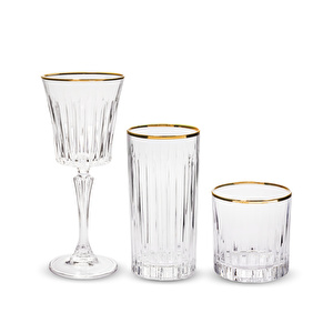 RCR Timeless Yüksek Kalite Cam 6'lı Altın Rimli Meşrubat Bardağı Seti 440 ml görseli 5