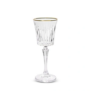RCR Timeless Yüksek Kalite Cam 6'lı Altın Rimli Kadeh Seti 230 ml görseli 1