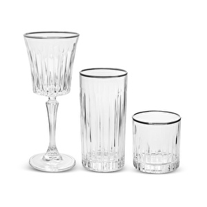 RCR Timeless Yüksek Kalite Cam 6'lı Platin Rimli Su Bardağı Seti 310 ml görseli 4