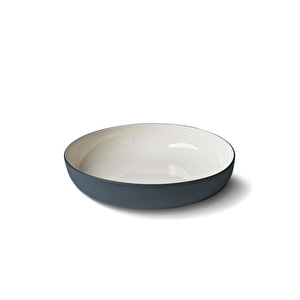Capsule El Yapımı Porselen Büyük Boy Yuvarlak Kase 20 cm Siyah/Fildişi