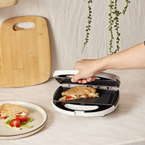 Homend Toastbuster 1309H Çıkarılabilir Plakalı Portatif Tasarım Tost Makinesi Beyaz görseli 3