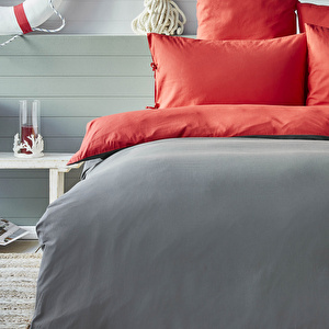 Nautica Home Pruva Kırmızı Antrasit Çift Taraflı Çift Kişilik Nevresim Yastık Seti görseli 3
