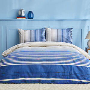 Nautica Home Olympus Stripe Çift Kişilik Nevresim Takımı Blue görseli 1