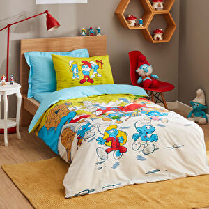 Karaca Home Smurfs By Mushroom Village Tek Kişilik Nevresim Takımı  görseli 1