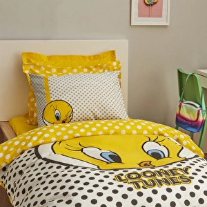 Karaca Home Looney Tunes Tweety %100 Pamuk Tek Kişilik Nevresim Takımı görseli 5