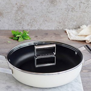 Smeg Cookware Krem Tencere Cam Kapaklı 28 cm görseli 24