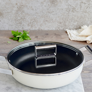 Smeg Cookware Krem Tencere Cam Kapaklı 28 cm görseli 19