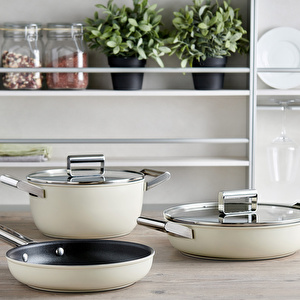 Smeg Cookware Krem Tencere Cam Kapaklı 28 cm görseli 25