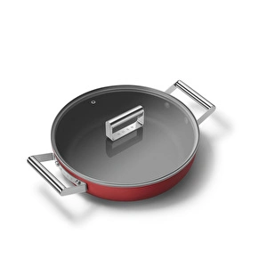 Smeg Cookware Kırmızı Tencere Cam Kapaklı 28 cm görseli 1