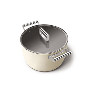 Smeg Cookware Krem Tencere Cam Kapaklı 26 cm görseli 5