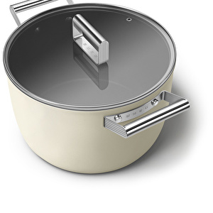 Smeg Cookware Krem Tencere Cam Kapaklı 26 cm görseli 6