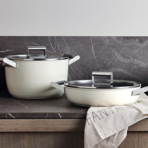 Smeg Cookware Krem Tencere Cam Kapaklı 26 cm görseli 14