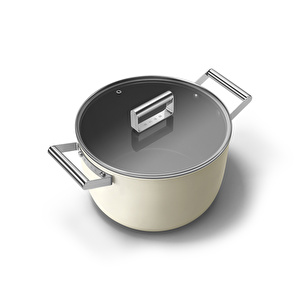 Smeg Cookware Krem Tencere Cam Kapaklı 26 cm görseli 12