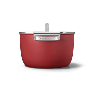Smeg Cookware Kırmızı Tencere Cam Kapaklı 26 cm   görseli 3