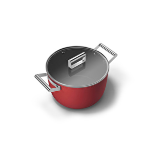 Smeg Cookware Kırmızı Tencere Cam Kapaklı 26 cm   görseli 8