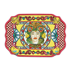 Baci Milano Sicily Sunum Tabağı/Tepsi 47 cm x 33 cm Turuncu