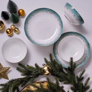 İstanbul Porselen Starlight Fine Bone New Year Yılbaşı Salata Kasesi 21 cm görseli 7
