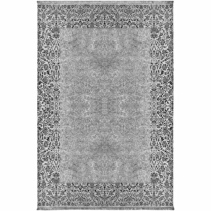 Kaşmir Halı Viskon Premium Damask Gri 160x230 cm görseli 2