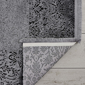 Kaşmir Halı Viskon Premium Damask Gri 160x230 cm görseli 4
