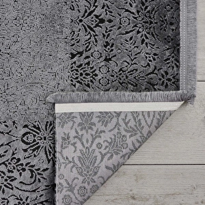 Kaşmir Halı Viskon Premium Damask Gri 200x290 cm görseli 4