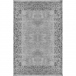 Kaşmir Halı Viskon Premium Damask Gri 80x300 cm görseli 2