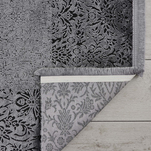 Kaşmir Halı Viskon Premium Damask Gri 80x300 cm görseli 4