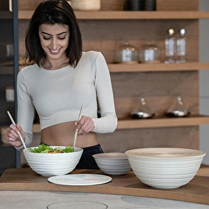 Guzzini Tierra XL Kapaklı Salata Kasesi Boz Kahverengi görseli 3