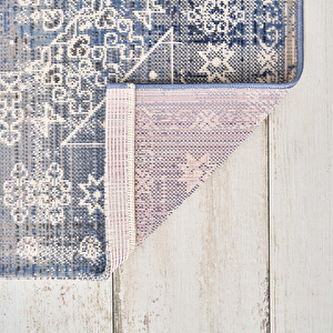 Kaşmir Halı 7/24 Alaca Kırkyama Mavi 80x150 cm görseli 4