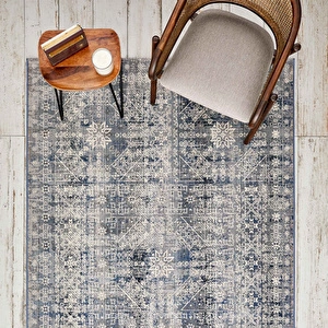 Kaşmir Halı 7/24 Alaca Kırkyama Mavi 200x290 cm görseli 1