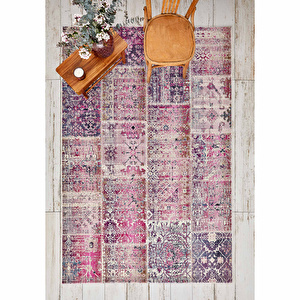 Kaşmir Halı 7/24 Alaca Kırkyama Pembe 80x150 cm görseli 2