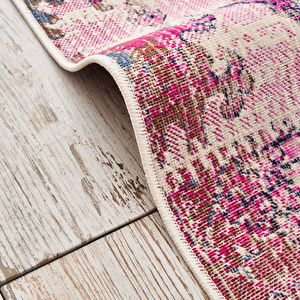 Kaşmir Halı 7/24 Alaca Kırkyama Pembe 80x150 cm görseli 3