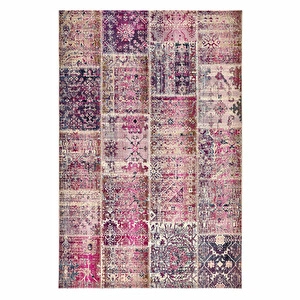 Kaşmir Halı 7/24 Alaca Kırkyama Pembe 80x150 cm görseli 5