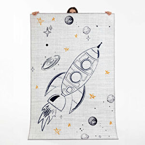 Kaşmir Halı Dekoratif Art Çocuk/Genç Spaceship 80x150 cm görseli 1