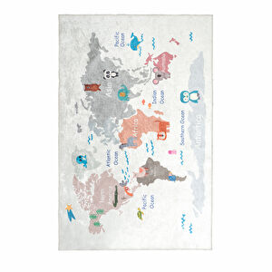 Kaşmir Halı Dekoratif Art Çocuk/Genç Animal Map120x180 cm görseli 1