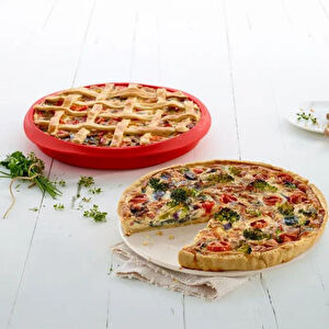 Lekue Silikon Tart Kalıbı 28 cm Kırmızı görseli 1