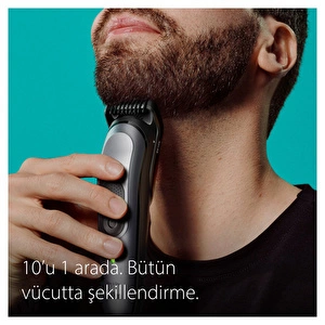 Braun Series 7 MGK7420 Hepsi Bir Arada Şekillendirme Seti 10 u 1 Arada Erkek Bakım Kiti Gri görseli 2