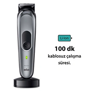 Braun Series 7 MGK7420 Hepsi Bir Arada Şekillendirme Seti 10 u 1 Arada Erkek Bakım Kiti Gri görseli 5