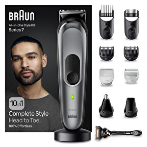 Braun Series 7 MGK7420 Hepsi Bir Arada Şekillendirme Seti 10 u 1 Arada Erkek Bakım Kiti Gri görseli 9