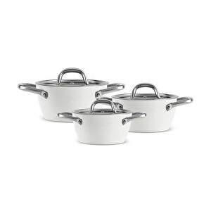 Karaca x Refika Swiss Crystal Creamy Metal 6 Parça Midi Tencere Set Krem görseli 1