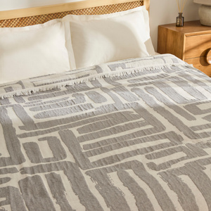 Kaşmir Home Mosy Çift Kişilik Jakar Muslin Pike Gri  görseli 7