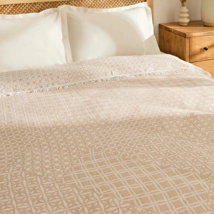 Kaşmir Home Flavo Çift Kişilik Jakar Muslin Pike Bej  görseli 6