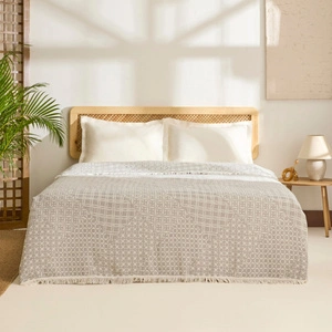 Kaşmir Home Flavo Çift Kişilik Jakar Muslin Pike Gri görseli 1