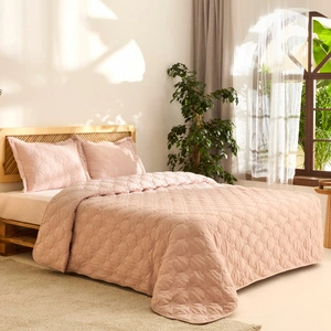 Kaşmir Home Lilly Çiçekli Tek Kişilik Yatak Örtüsü Takımı Pudra görseli 2
