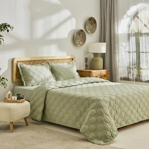 Kaşmir Home Lilly Çiçekli Çift Kişilik Yatak Örtüsü Takımı Çağla görseli 2