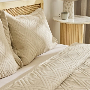 Kaşmir Home Elza Çift Kişilik Yatak Örtüsü Takımı Bej görseli 7