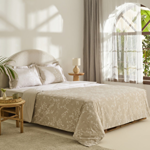 Kaşmir Home Fancy %100 Pamuk Tek Kişilik Nevresim Takımı Bej  görseli 2